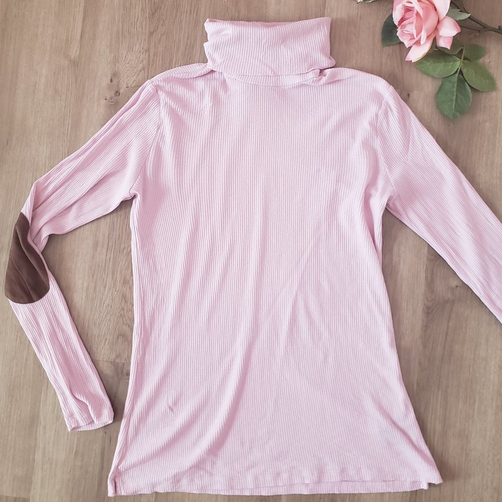 Ralph Lauren turtleneck sweater pink elbow patches
